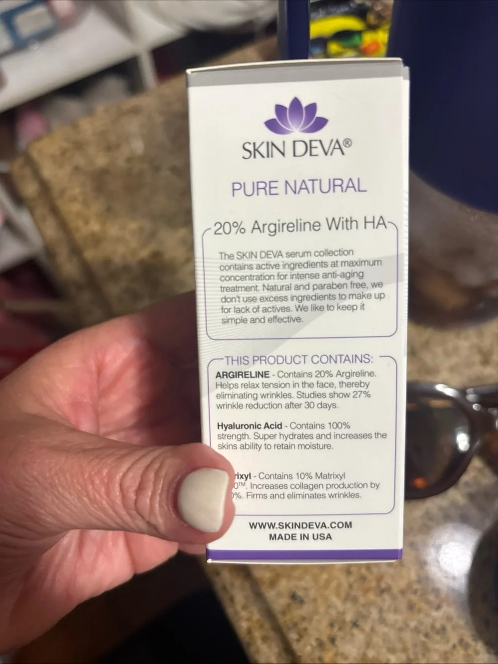 20% Argireline with HA Serum – White & Purple Skin Deva 20% Argireline Serum Mat